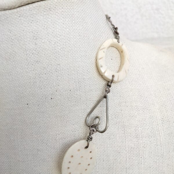 Vintage Hand Made Engraved Bone Necklace , Amazing Details 20" - Image 10