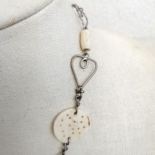 Vintage Hand Made Engraved Bone Necklace , Amazing Details 20" - Image 11