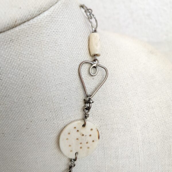 Vintage Hand Made Engraved Bone Necklace , Amazing Details 20" - Image 11