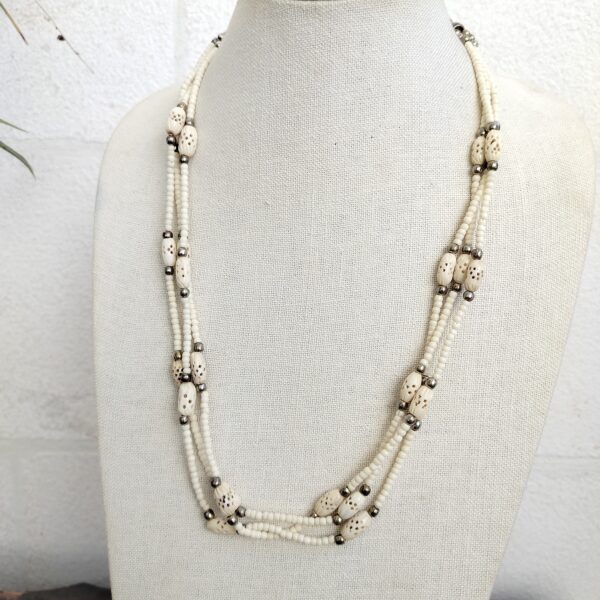 Vintage Hand Made Bone Engraved Amazing Necklace