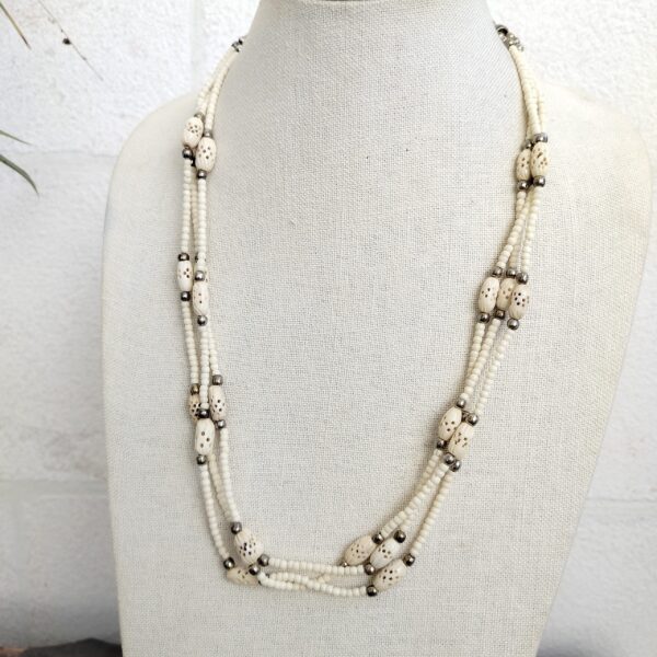 Vintage Hand Made Bone Engraved Amazing Necklace
