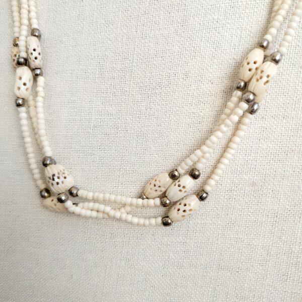 Vintage Hand Made Bone Engraved Amazing Necklace - Image 5