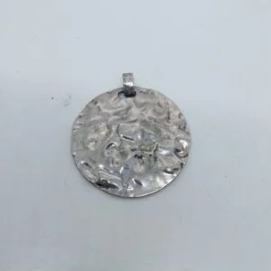 2.8" Vintage Retro Large Hammered Metal Silver Tone Pendant for Women