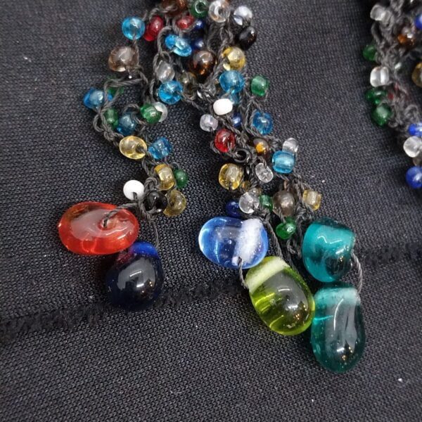 Beautiful Colorful Glass Beads Earings, Hand Made Vintage 2.7" - Image 5