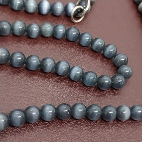 Cat's eye beaded Necklace 8mm beads, 34" long