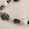 Faux white pearl with black stone handmade necklace 17in - Image 2