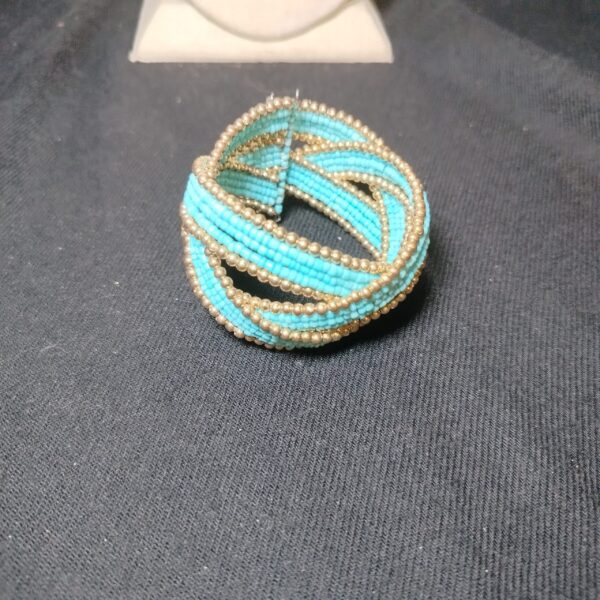 Boho Turquoise Beaded Cuff Bracelet - Image 2