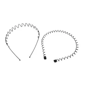 2 Hair Hoop Band Black Metal Unisex Girl Men's Head Band Spring and Zigzag