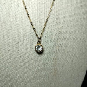 signed C1946 zircon stone pendant with gold tone necklace