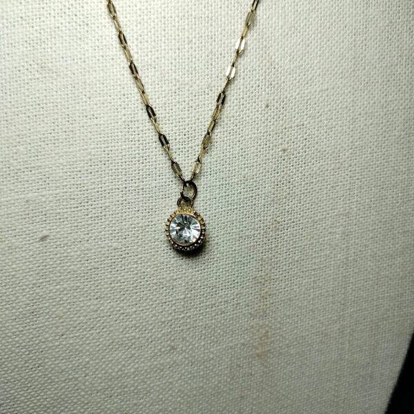 signed C1946 zircon stone pendant with gold tone necklace