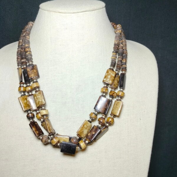 wooden beads multi layers necklace