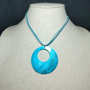 Turquoise Circle Pendant Necklace - Handcrafted