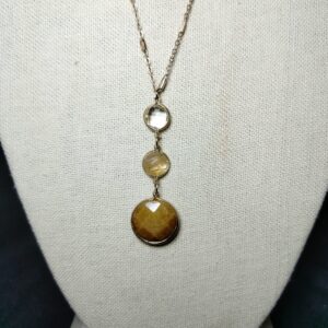 Multi stone pendant gold plated signed jm necklace