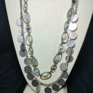 Antique Silver tone with double stranded necklace