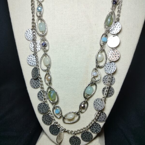 Antique Silver tone with double stranded necklace