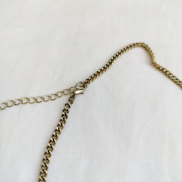 Vintage Mustard Yellow acrylic bead gold tone chain Necklace - Image 3