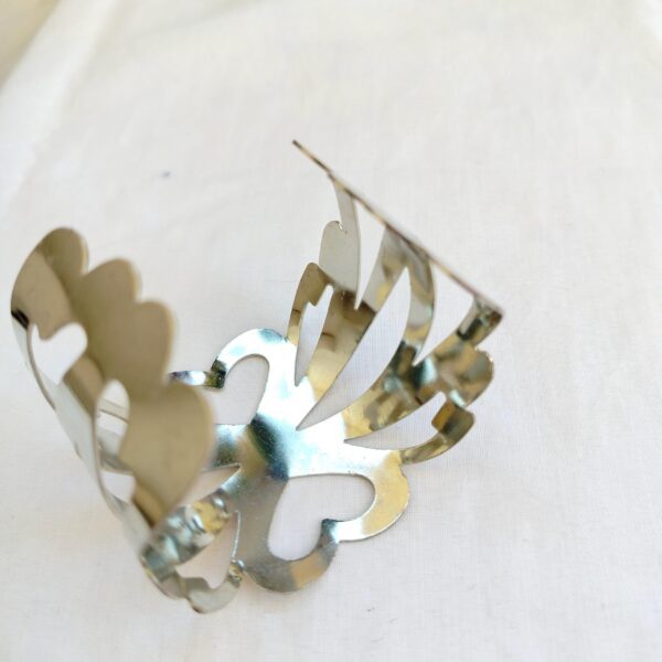 Silver tone wide cuff bracelet - Image 3