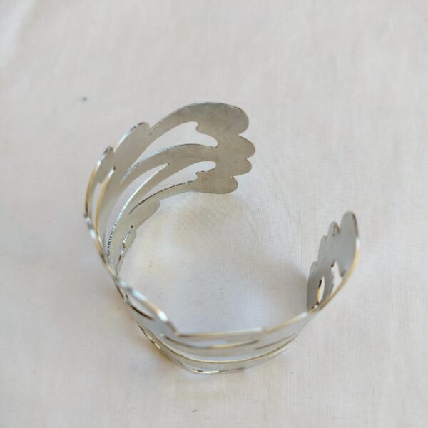 Silver tone wide cuff bracelet - Image 4
