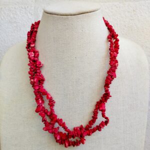 Lovely multi layer red stone bead handmade necklace