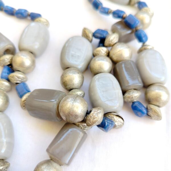 Vintage grey and blue ceramic bead signed Parfois multi layers necklace - Image 5