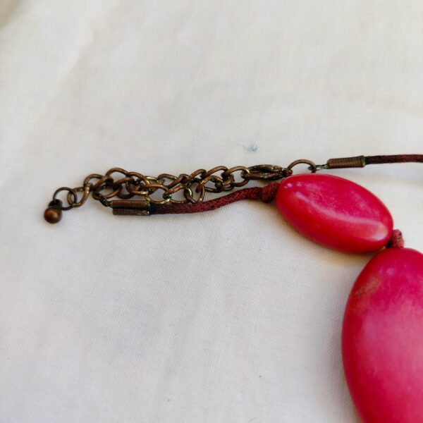 Lovely bohemian red plastic bead chunky bib necklace - Image 5