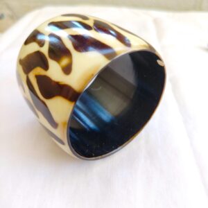 MNG by Mango Animal Print Bangle Bracelet Wide Boho Chick Large Acrylic