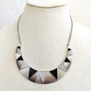Vintage black and silver tone choker necklace