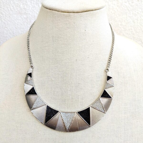Vintage black and silver tone choker necklace