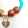 Stunning Signed Stradivarius amber tone bead heart charm chunky necklace - Image 2