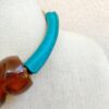 Stunning Signed Stradivarius amber tone bead heart charm chunky necklace - Image 3