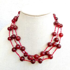 Beautiful multi layer red glass bead necklace