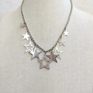 Stunning silver tone Star charm Pendant Necklace