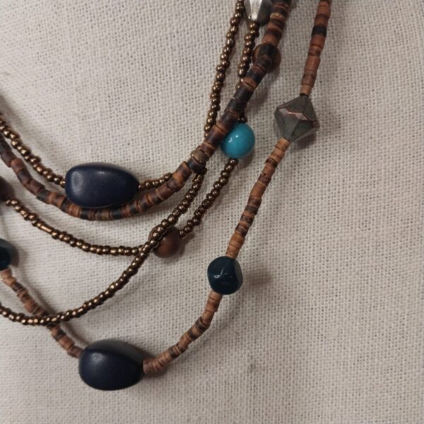Multi-Strand Beaded Boho Necklace – Earthy Tones , Natural Stones - Image 2
