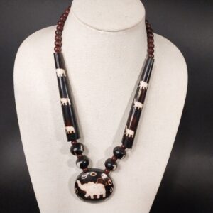 Handcrafted Tribal Elephant Necklace – Bone & Bead Design