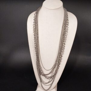 Multi-Layered Silver-Tone Chain Statement Necklace