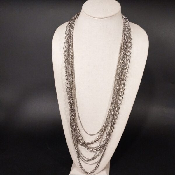 Multi-Layered Silver-Tone Chain Statement Necklace