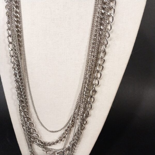 Multi-Layered Silver-Tone Chain Statement Necklace - Image 5