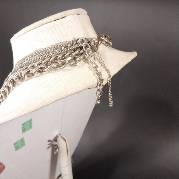 Multi-Layered Silver-Tone Chain Statement Necklace - Image 6