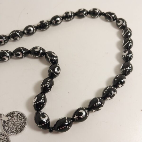 Black Kuka Beads with Moon & Star Detailingمسبحة كوك مع نجمه وهلال - Image 3