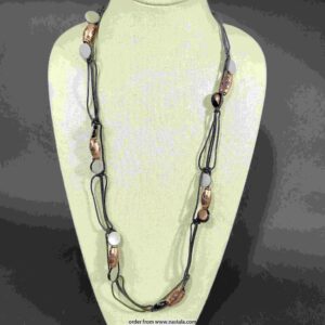 Earthy Tribal-Inspired Necklace with Leather Cord & Carved Beads