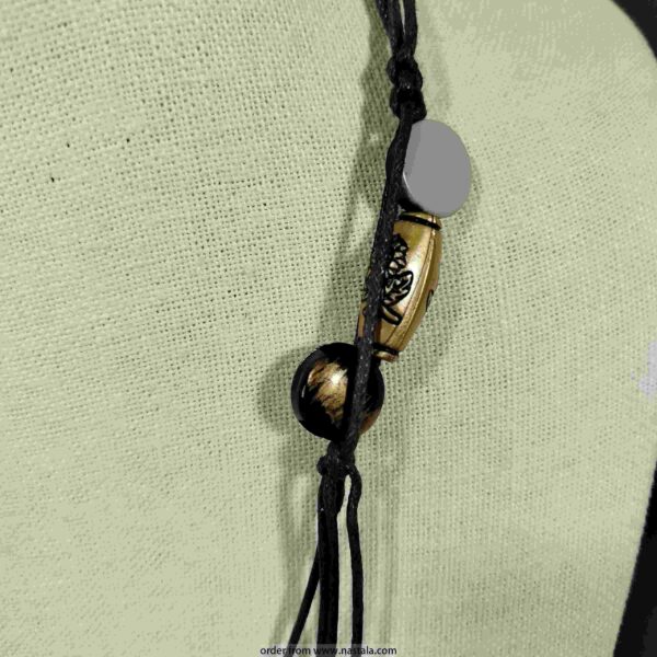 Earthy Tribal-Inspired Necklace with Leather Cord & Carved Beads - Image 3