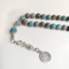 Natural Turquoise Stone Misbaha with Silver Accents and Islamic Charmمسبحة فيروز حجر طبيعي 33 حبة - Image 4