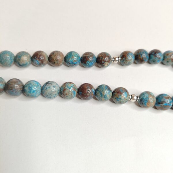 Natural Turquoise Stone Misbaha with Silver Accents and Islamic Charmمسبحة فيروز حجر طبيعي 33 حبة - Image 3