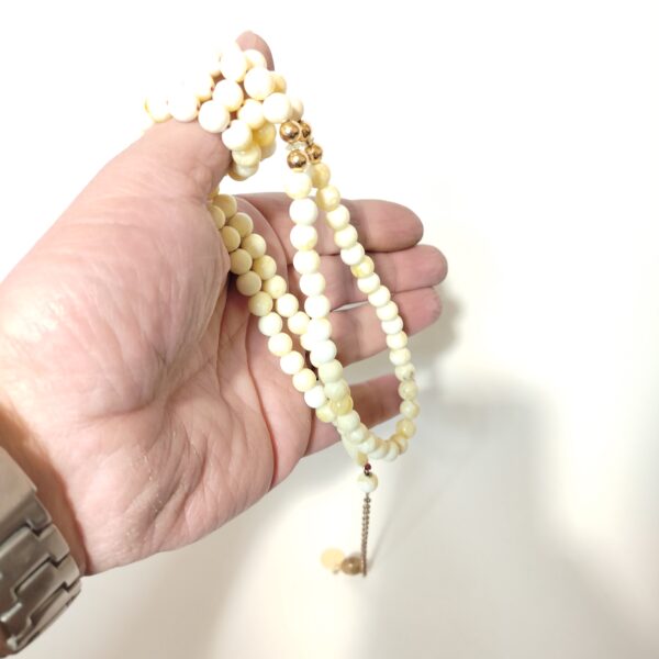 Amber Sand Prayer Beads Misbaha – Handcrafted Islamic Tasbih (99 Beads)مسبحة من تراب الكهرب 99 حبة اصليه 100%