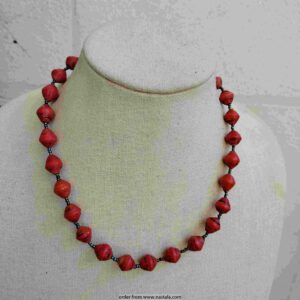 "Bead For Life" Handmade Red Paper Bead Necklace