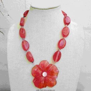 Bold Red Floral Statement Necklace
