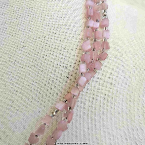 Blush Pink Multi-Strand Beaded Necklace - Image 2