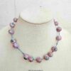 Hand-Painted Floral Ceramic Bead Necklace – Pink & Blue