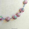 Hand-Painted Floral Ceramic Bead Necklace – Pink & Blue - Image 2