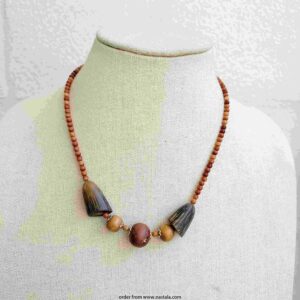 Handcrafted Wooden Bead Necklace – Earth-Tone Tribal-Inspired Jewelry